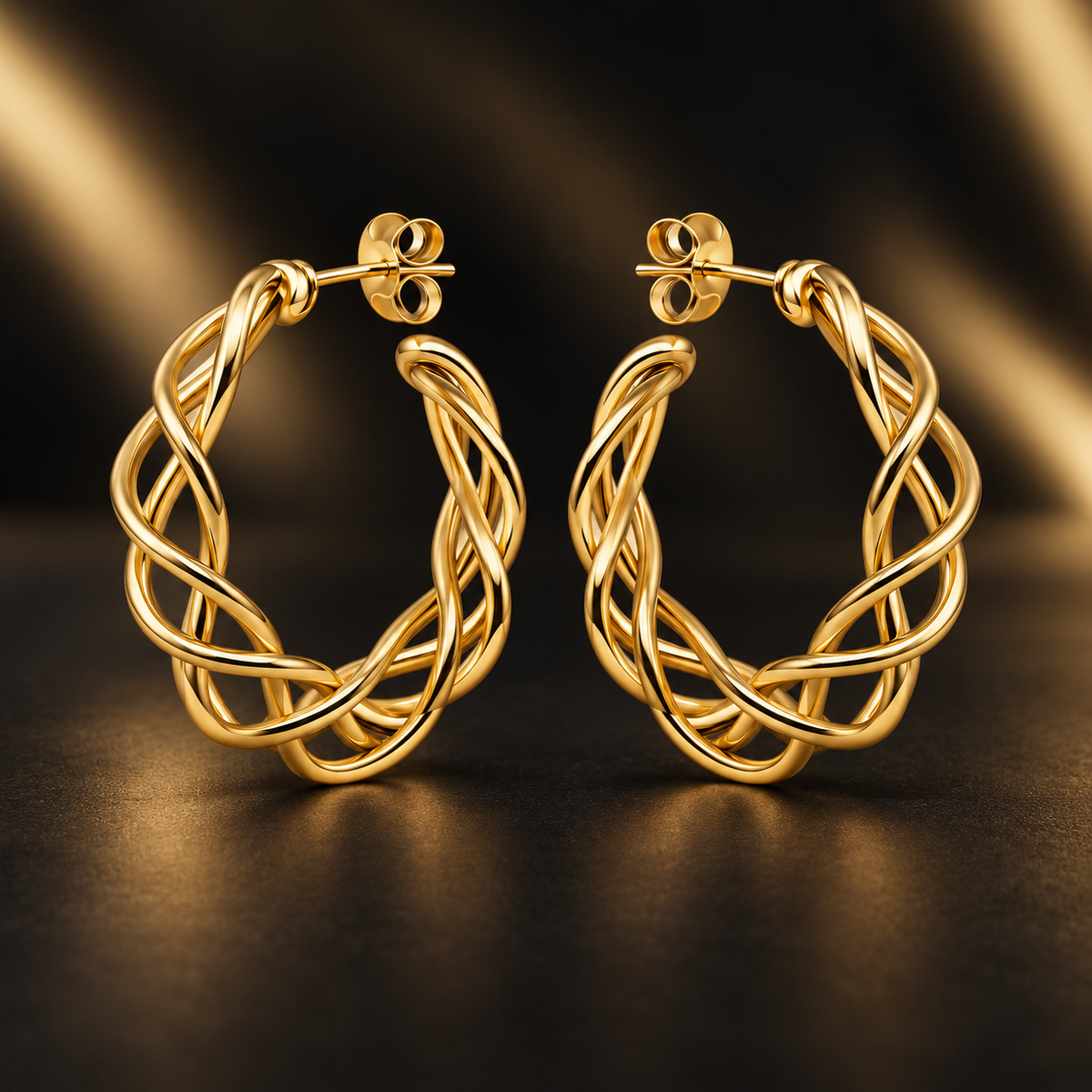 10K Gold Rope Hoop Earrings