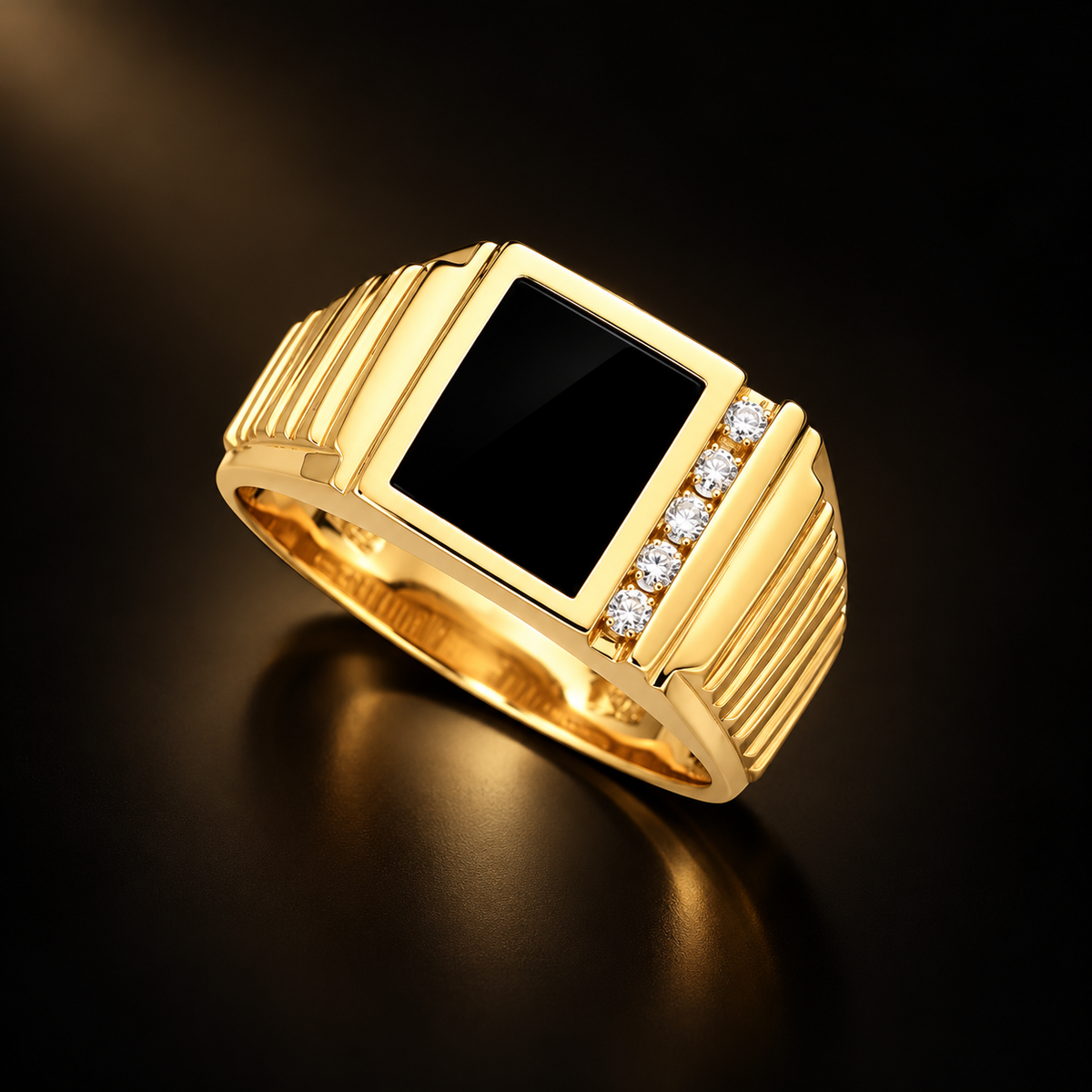 14K Gold Onyx Signet Ring