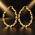 14K Gold Twisted Hoop Earrings