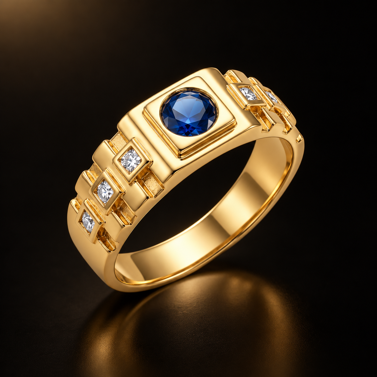 14K Gold Sapphire Statement Ring